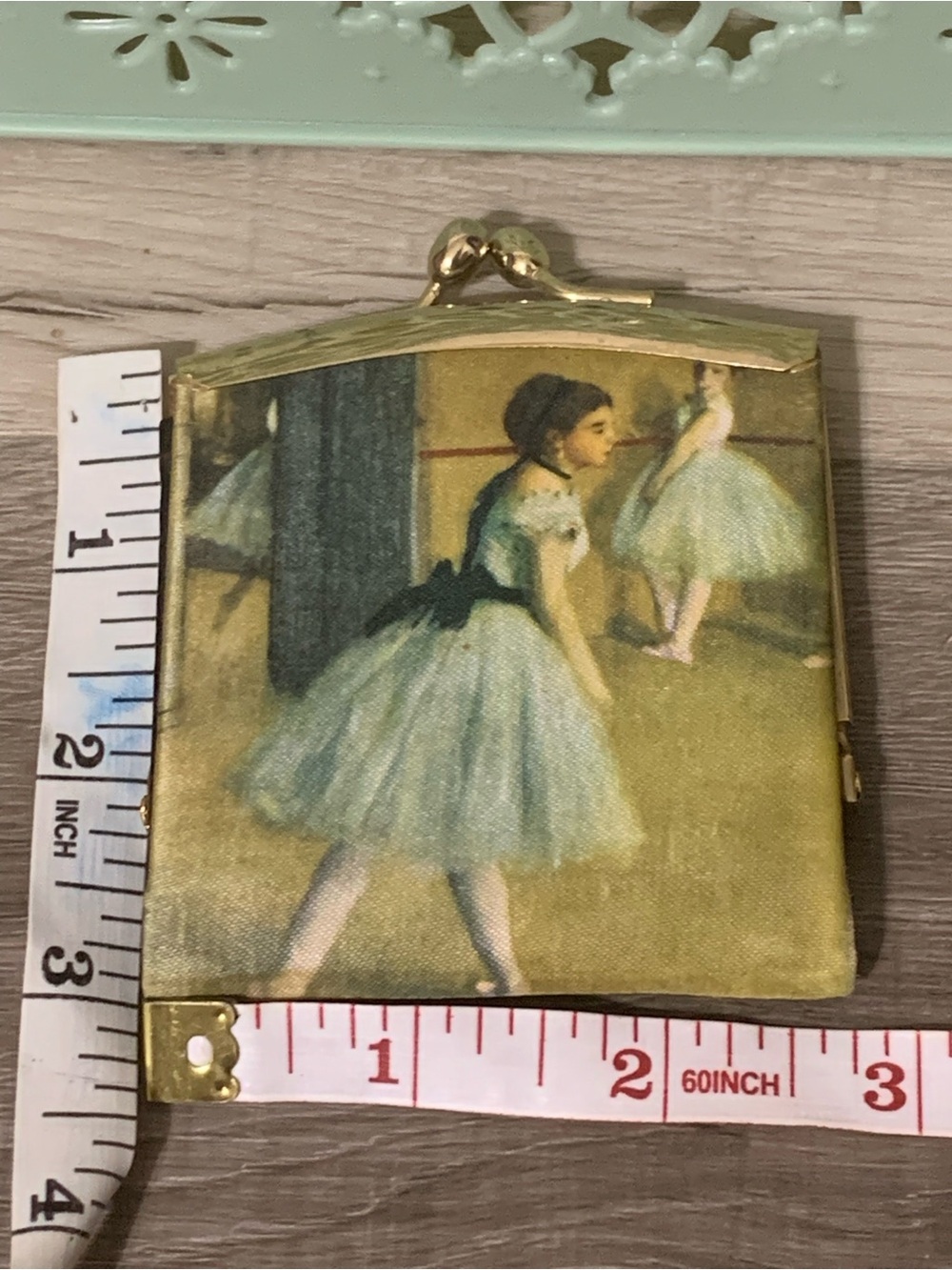 Vintage Italian Degas Ballet Print Kiss-Lock Coin Purse in Cream and Gold HTF - Picture 5 of 5